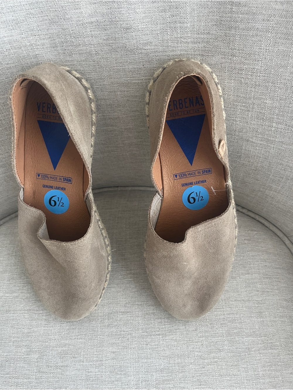 Verbenas Carmen Tan Suede Espadrille Flats Size 38